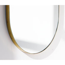 Capsula™ Suspended Capsule shaped Bathroom Mirror with a Brushed Brass Frame
