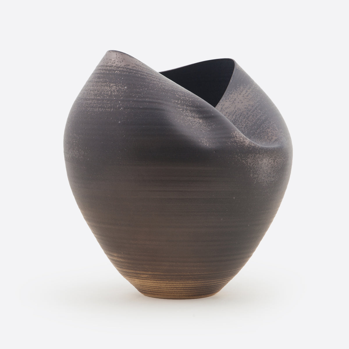 Large Black Collapsed Form, Vase, Interior Sculpture or Vessel, Objet D'Art