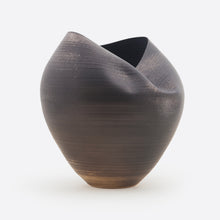 Large Black Collapsed Form, Vase, Interior Sculpture or Vessel, Objet D'Art