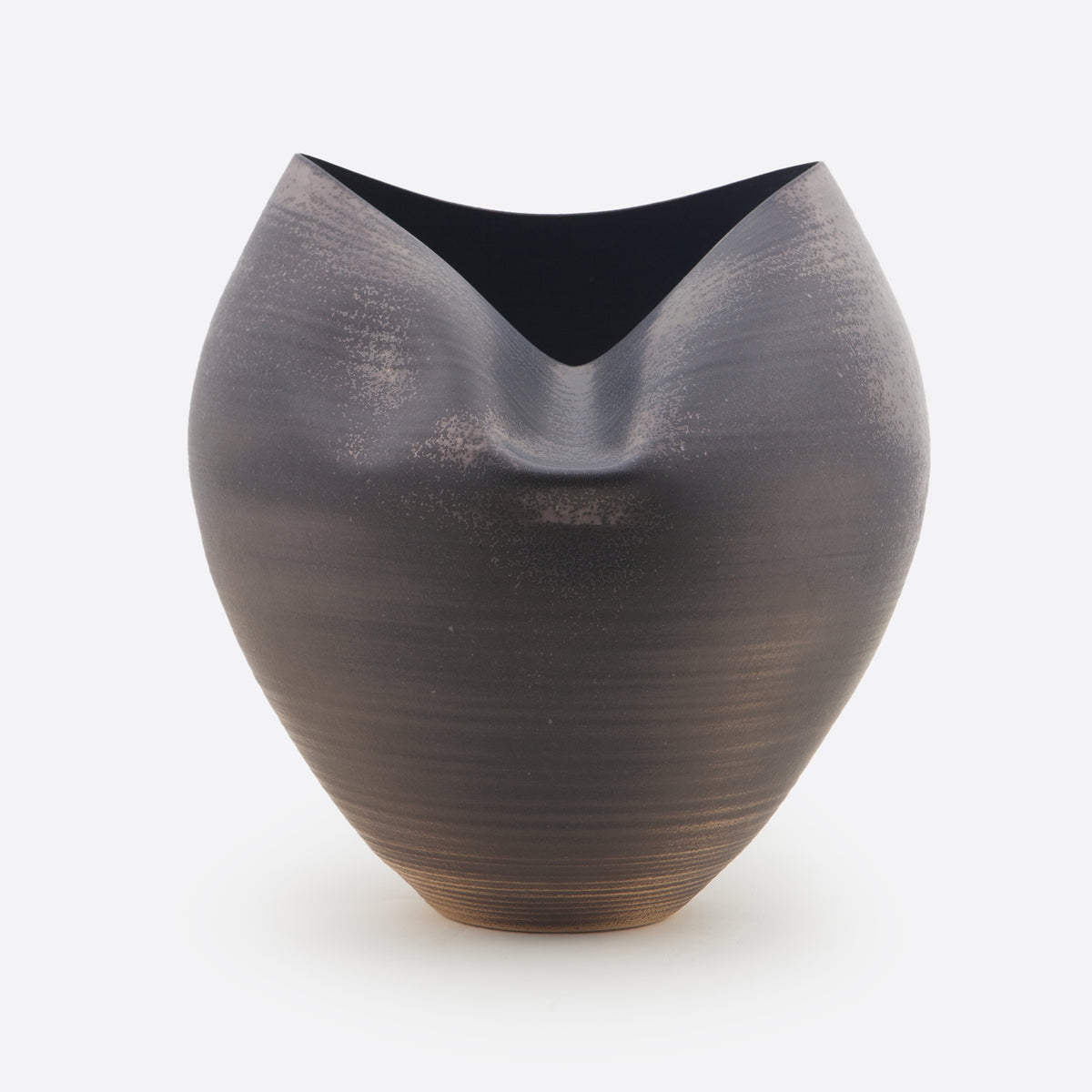 Large Black Collapsed Form, Vase, Interior Sculpture or Vessel, Objet D'Art