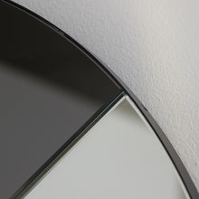 Orbis Dualis™ Mixed Tint (Black + Silver) Customisable Round Mirror with Black Frame