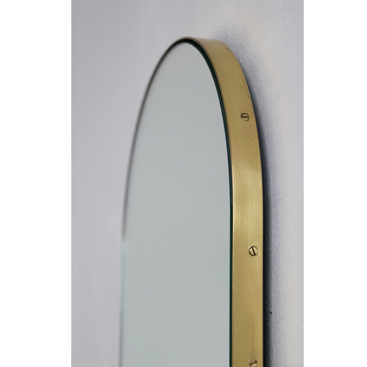Arcus™ Suspended Arch shaped Bathroom Modern Mirror with a Brushed Brass Frame