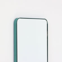 In Stock Quadris Rectangular Modern Mirror with Mint Turquoise Frame