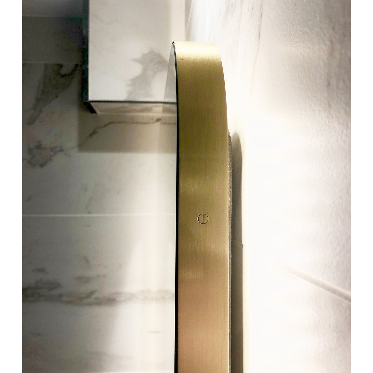 Quadris™ Illuminated Rectangular Contemporary Mirror with Brass Frame