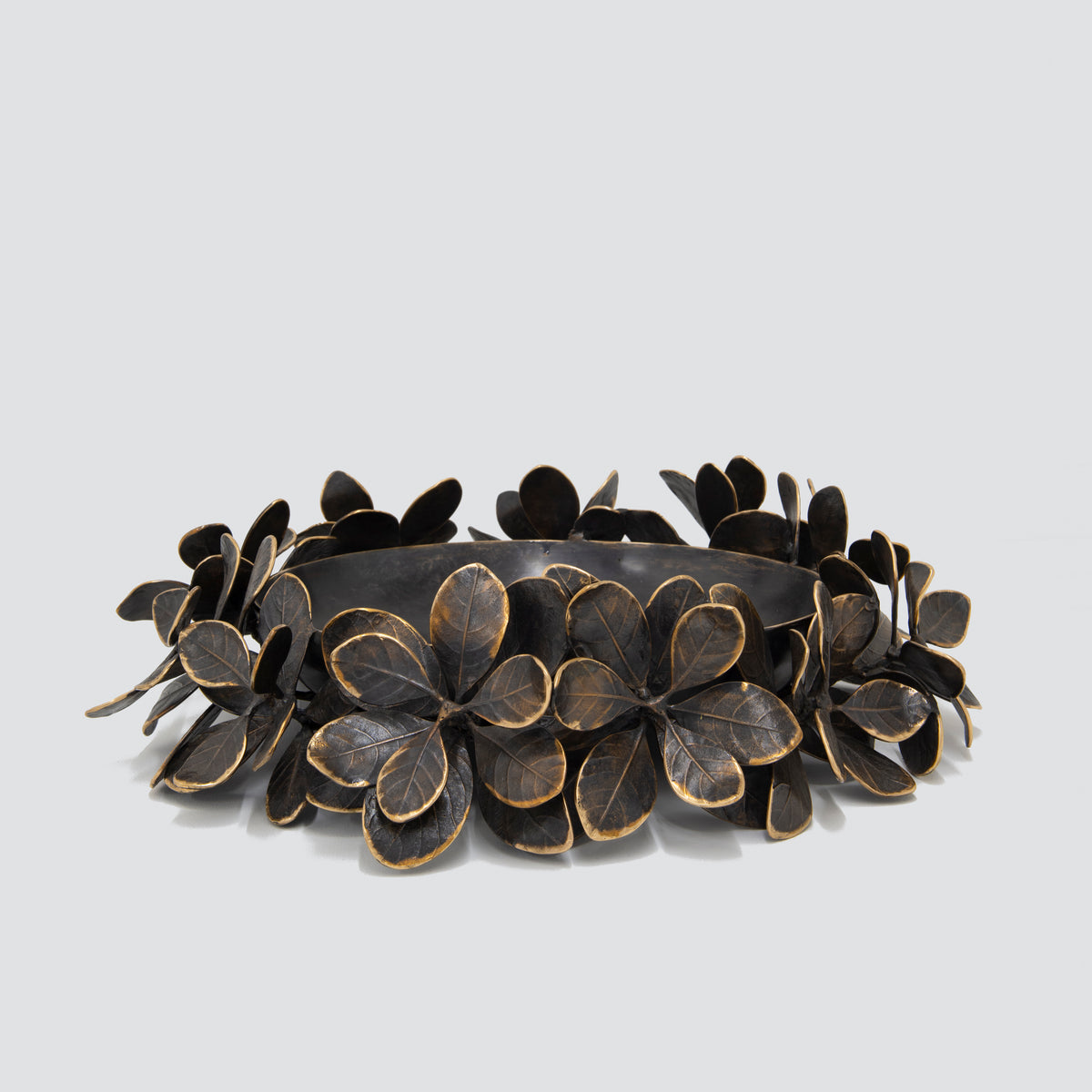 Large Handmade Cast Bronze Kathal Leaves Decorative Bowl Sculpture