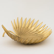 Handcast Brass Palm Tree Leaf Decorative Bowl Sculpture, Large