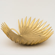 Handcast Brass Palm Tree Leaf Decorative Bowl Sculpture, Large