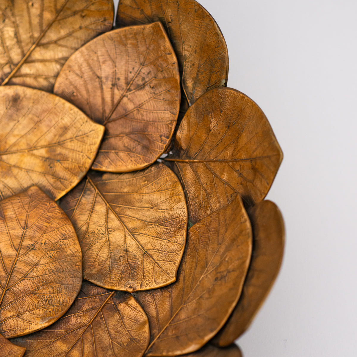 Handmade Brass Cast Leaf Decorative Bowl Sculpture, Large