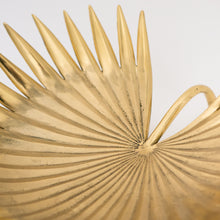 Handcast Brass Palm Tree Leaf Decorative Bowl Sculpture, Large