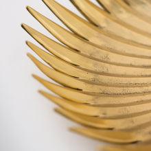 Handcast Brass Palm Tree Leaf Decorative Bowl Sculpture, Large