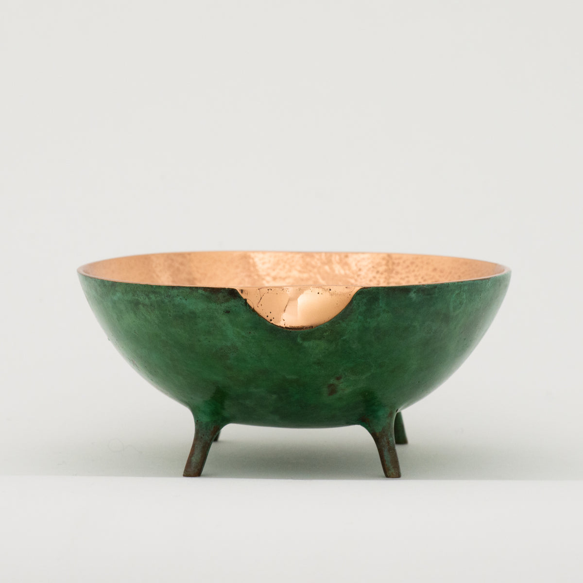 Verdigris Bronze Decorative Bowl with Legs, Vide-Poche