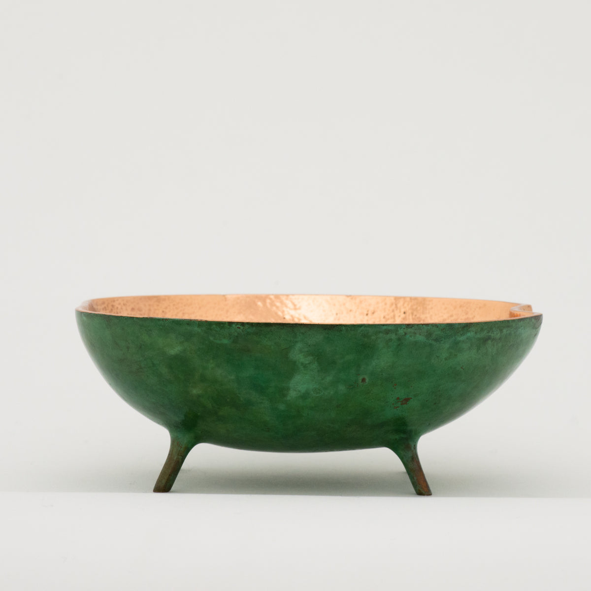 Verdigris Bronze Decorative Bowl with Legs, Vide-Poche