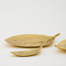 Set of 3 Handmade Brass Leaves Decorative Dishes, Vide-Poche