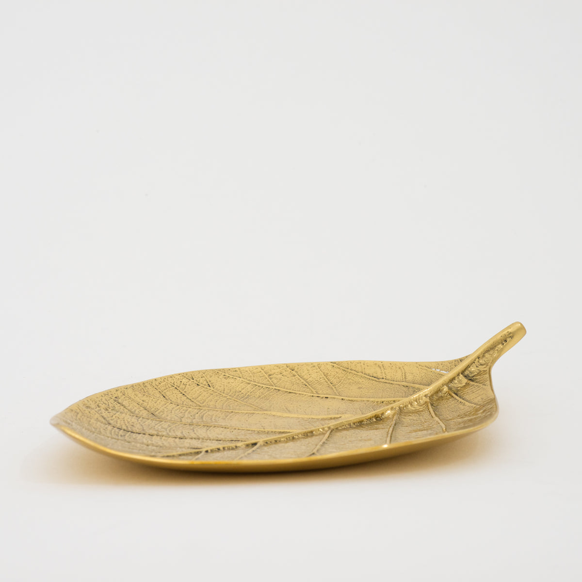 Brass Cast Leaf Decorative Tray, Vide-poche, Medium
