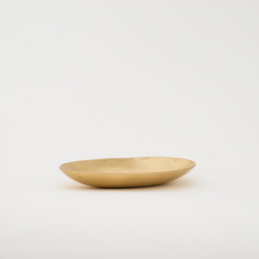 Handcrafted Brushed Brass Decorative Plate, Small