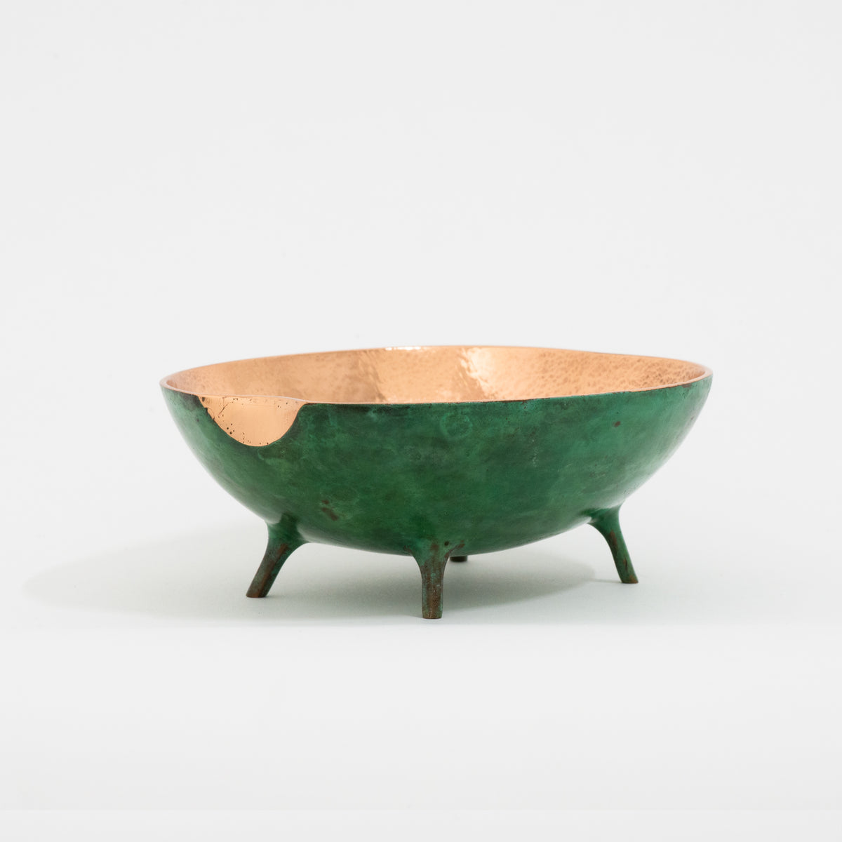 Verdigris Bronze Decorative Bowl with Legs, Vide-Poche