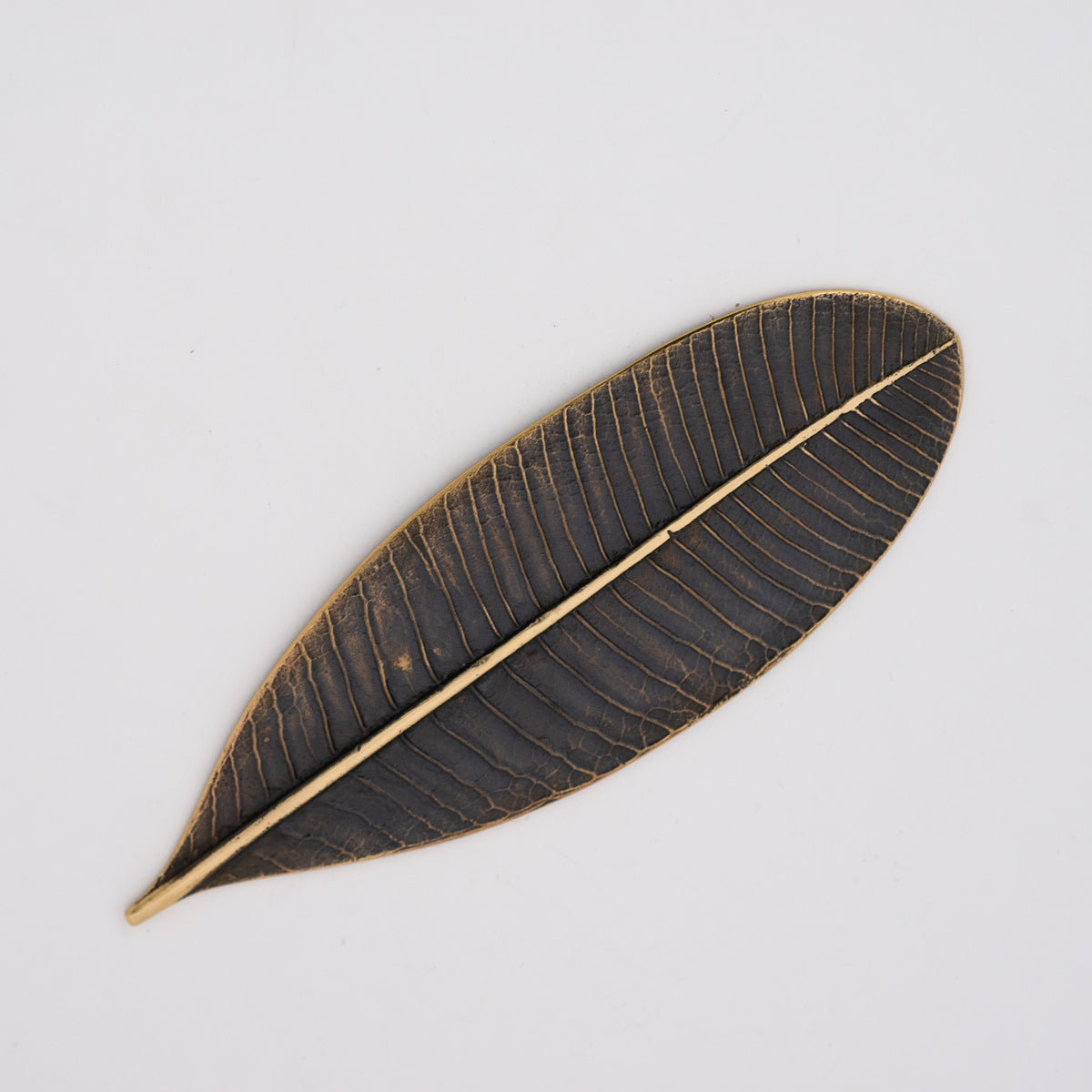 Leaf Handcast Brass Bronze Patina Paperweight