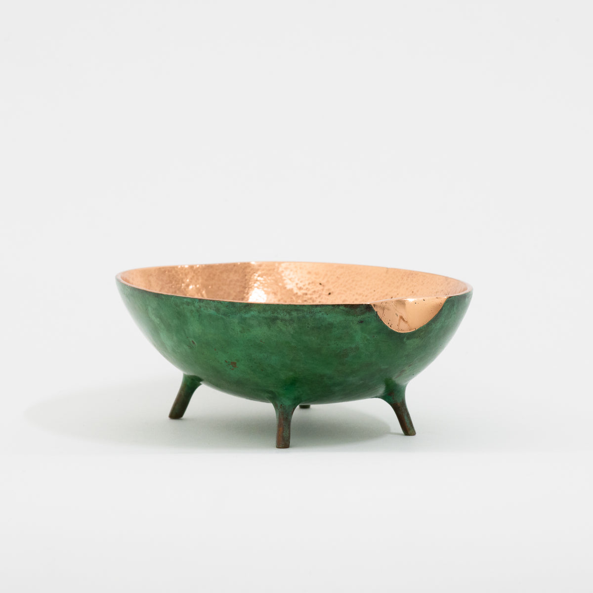 Verdigris Bronze Decorative Bowl with Legs, Vide-Poche