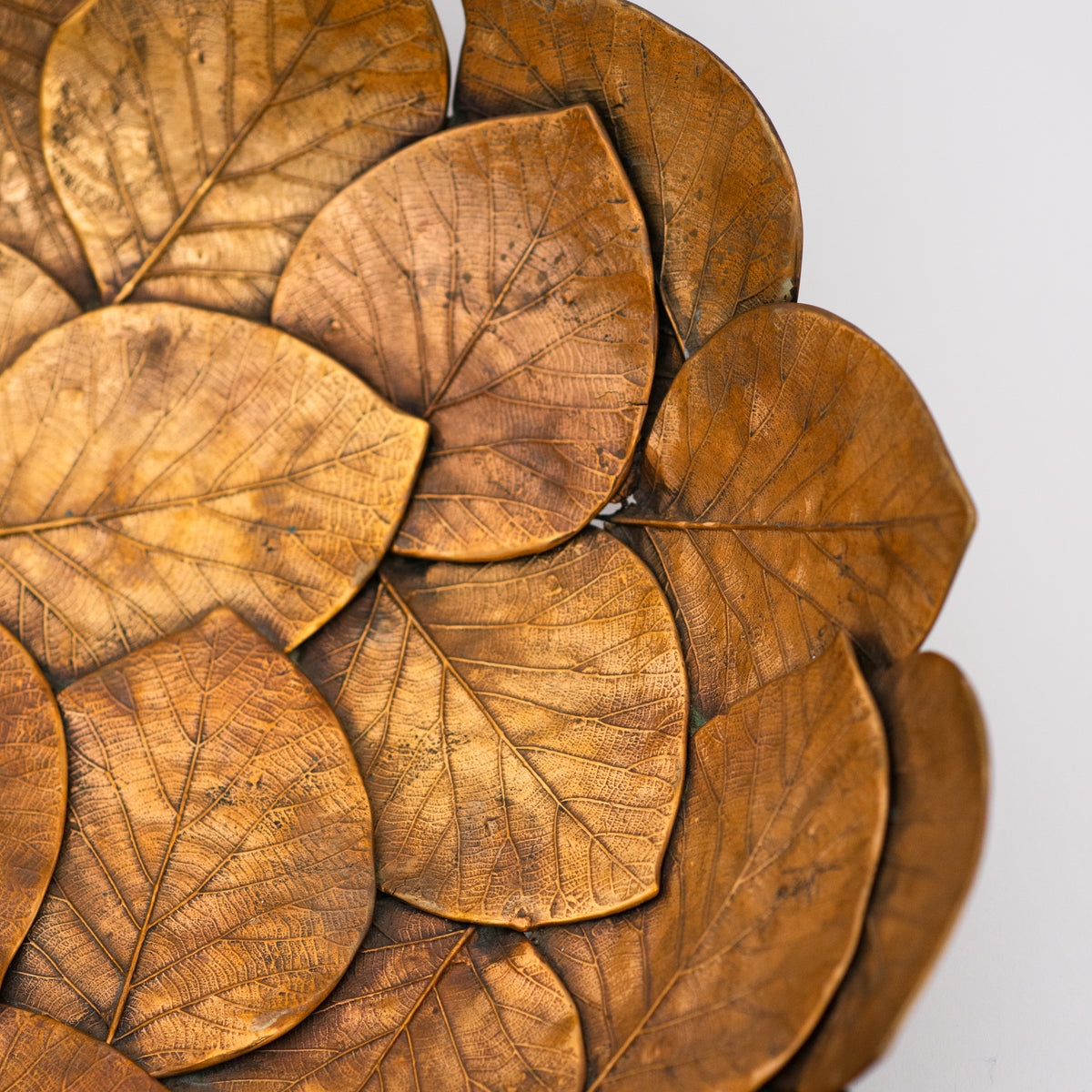 Handmade Bronze Cast Leaf Decorative Bowl Sculpture, Medium