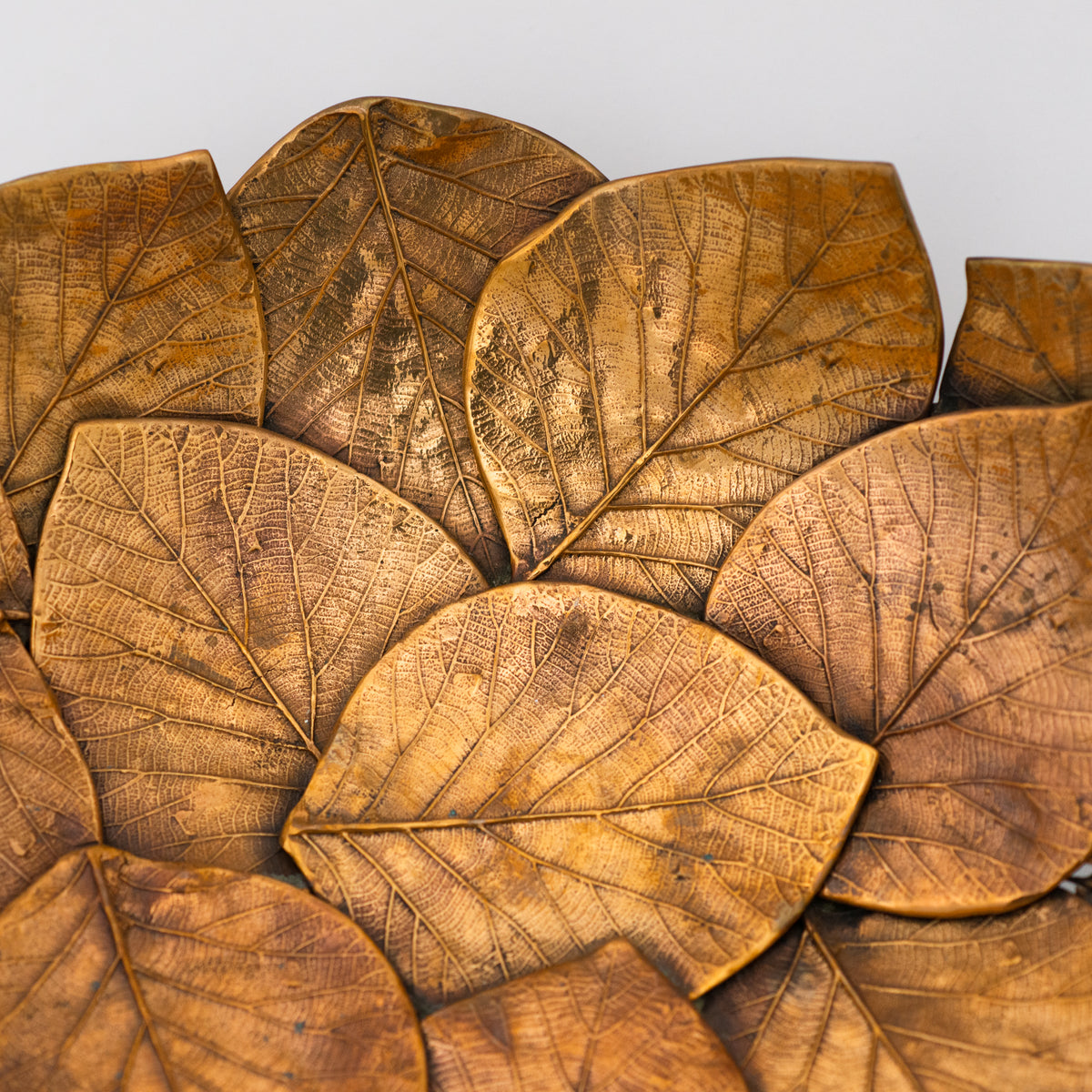 Handmade Brass Cast Leaf Decorative Bowl Sculpture - Small