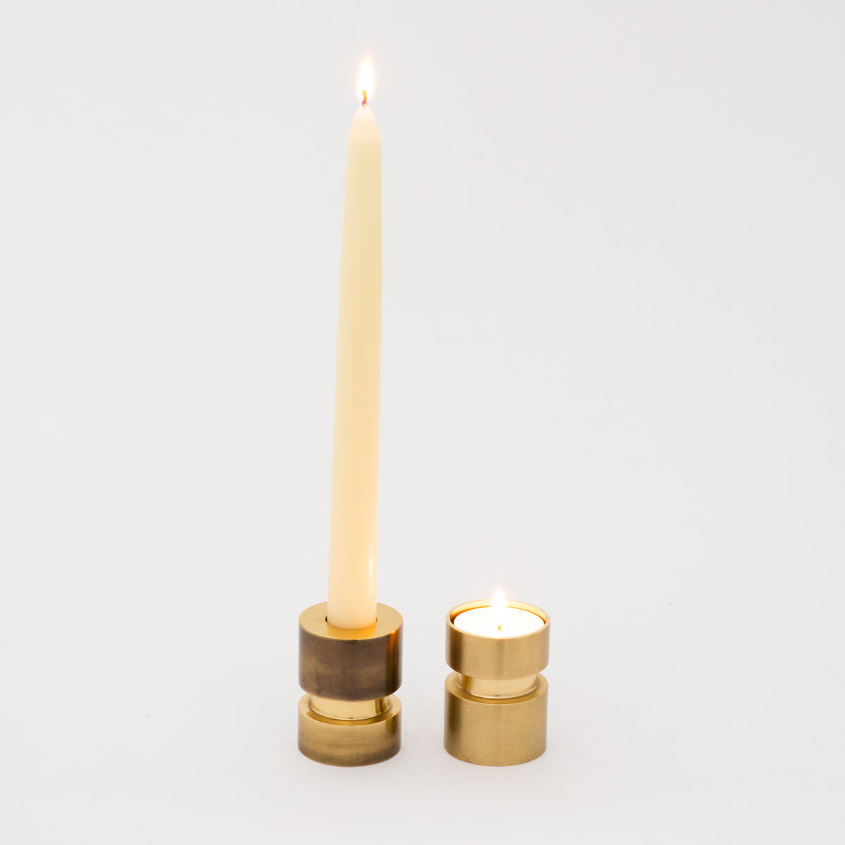 Convertible Brass Candleholder Taper Candle & Tealight