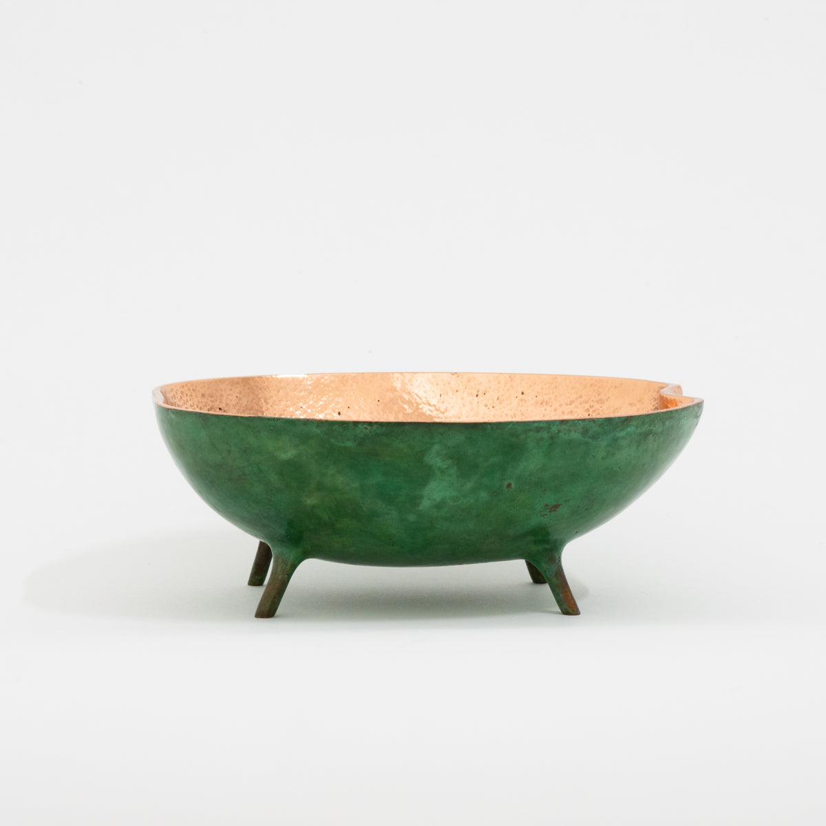 Verdigris Bronze Decorative Bowl with Legs, Vide-Poche