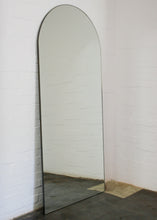 Arcus™ Arch shaped Oversized Wall-leaning Modern Mirror with a Brass Frame