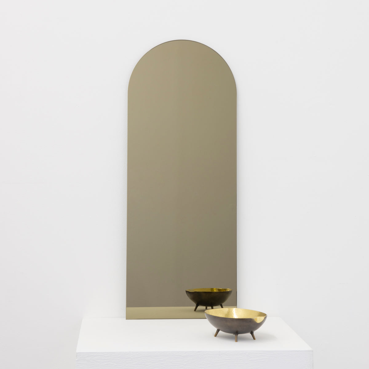 Arcus™ Arched Bronze Tinted Minimalist Frameless Mirror with a Floating Effect