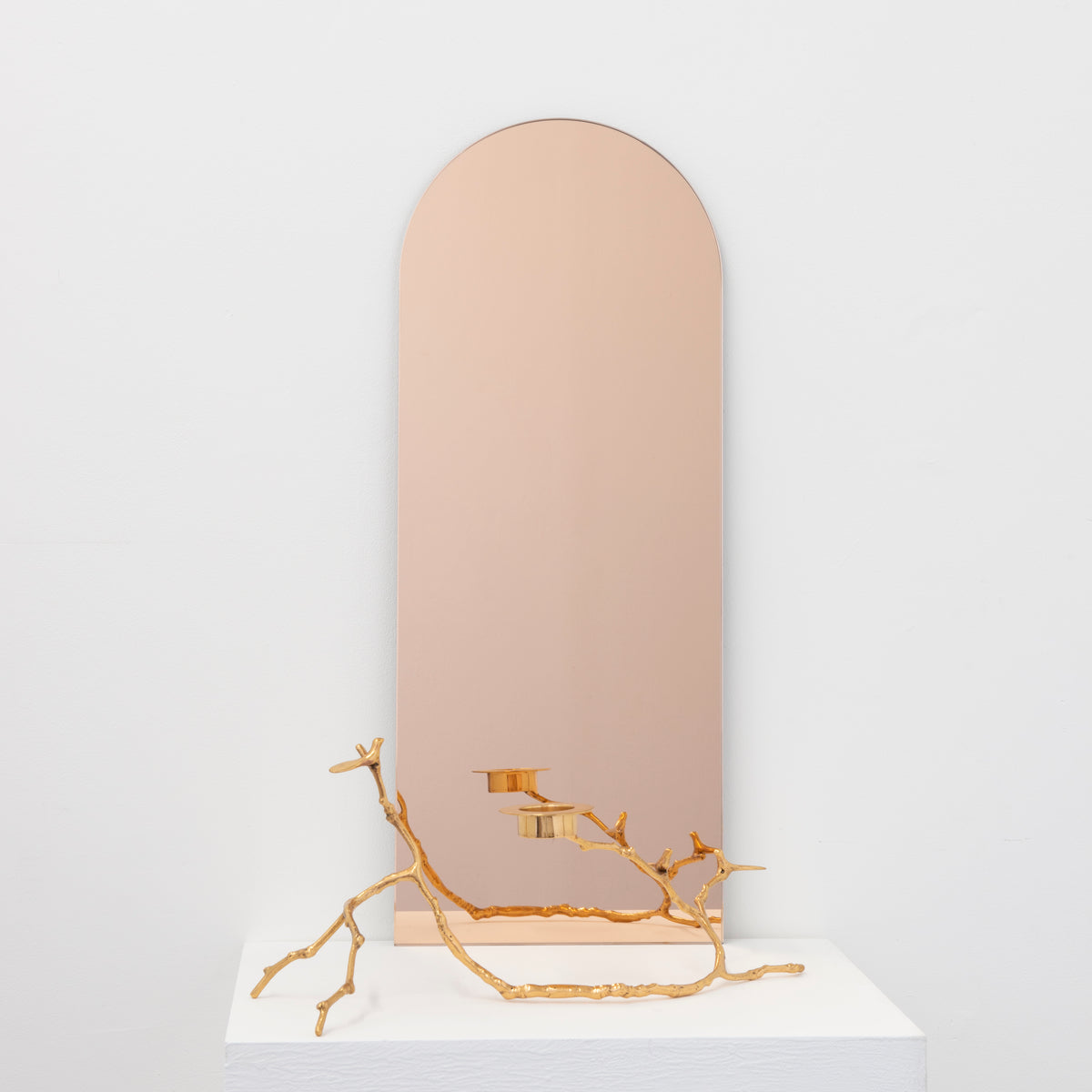 Arcus™ Arch shaped Rose Gold Tinted Contemporary Frameless Mirror