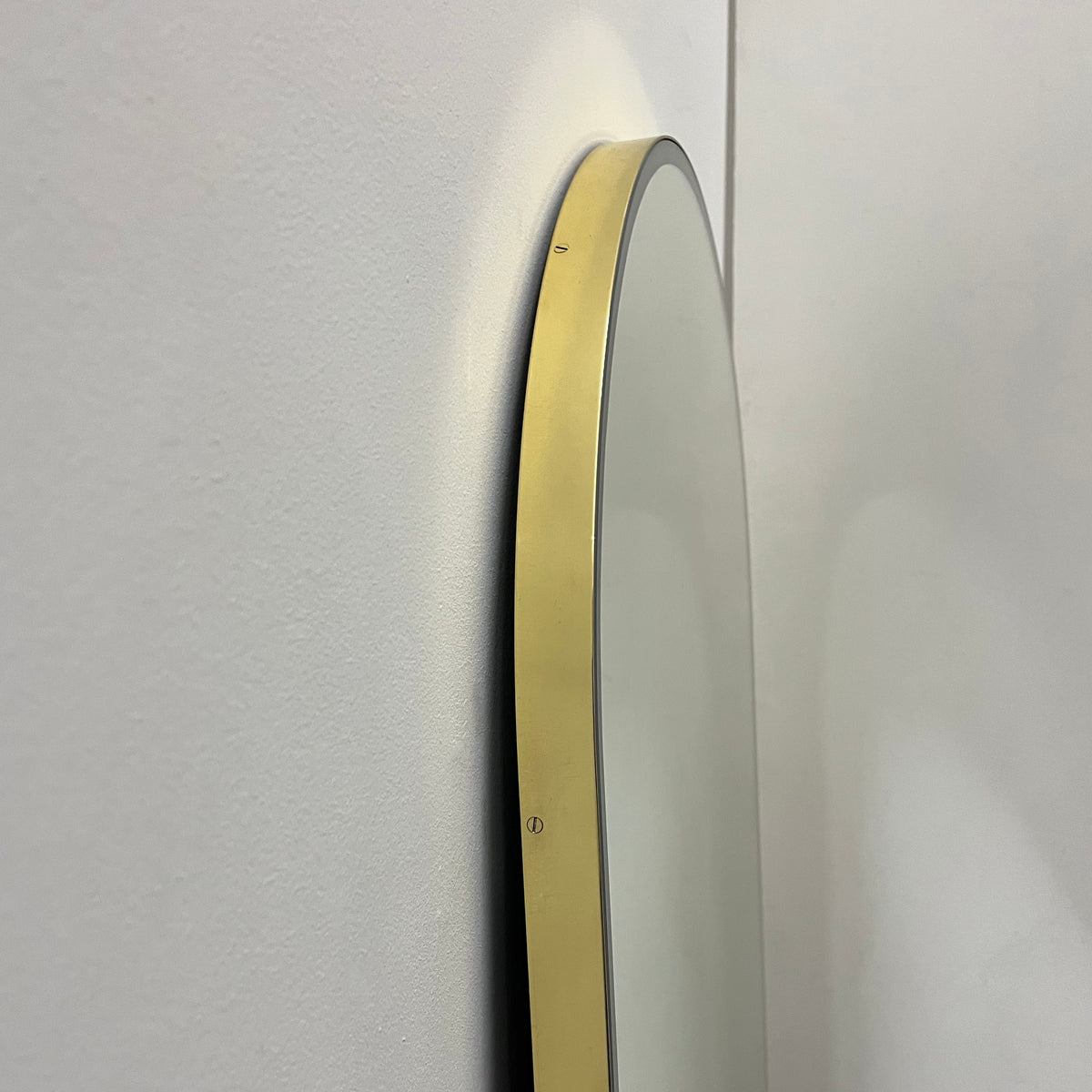 Arcus™ Front Illuminated Arched Contemporary Mirror with a Brass Frame