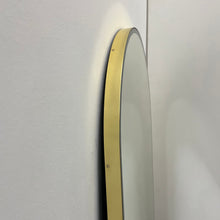 Arcus™ Front Illuminated Arched Contemporary Mirror with a Brass Frame