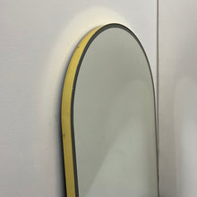 Arcus™ Front Illuminated Arched Contemporary Mirror with a Brass Frame