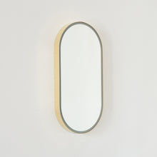 Capsula™ Front Illuminated Capsule shaped Mirror with Elegant Brushed Brass Frame, Customisable