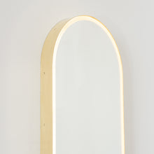 Capsula™ Front Illuminated Capsule shaped Mirror with Elegant Brushed Brass Frame, Customisable