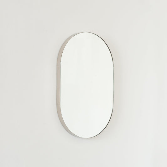 In Stock Capsula Pill shaped Mirror with Modern Nickel Plated Frame