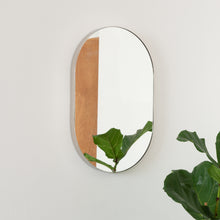 Capsula™ Capsule shaped Mirror with Modern Nickel Plated Frame, Customisable