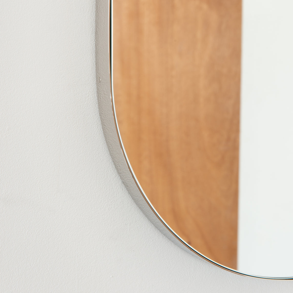 Capsula™ Capsule shaped Mirror with Modern Nickel Plated Frame, Customisable