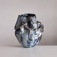 Undulating Form Galaxy Blue Glaze, Unique Ceramic Sculpture Vessel N.78, Objet d'Art