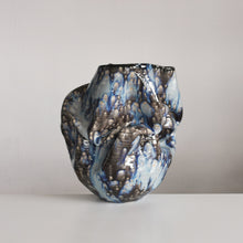 Undulating Form Galaxy Blue Glaze, Unique Ceramic Sculpture Vessel N.78, Objet d'Art
