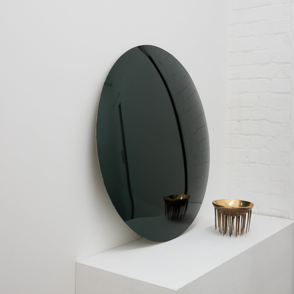 Orbis™ Round Convex Black Tinted Contemporary Frameless Mirror