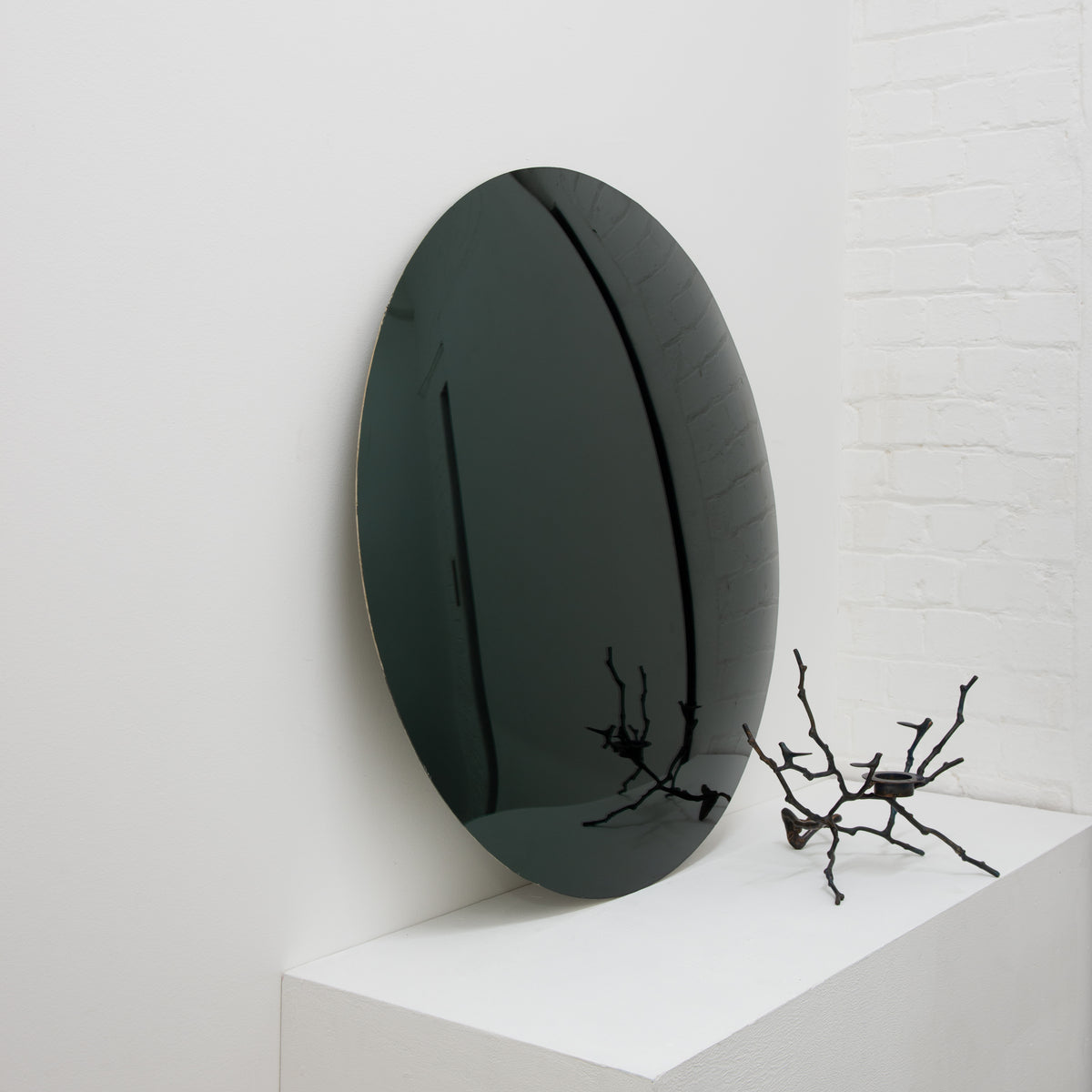 Orbis™ Round Convex Black Tinted Contemporary Frameless Mirror