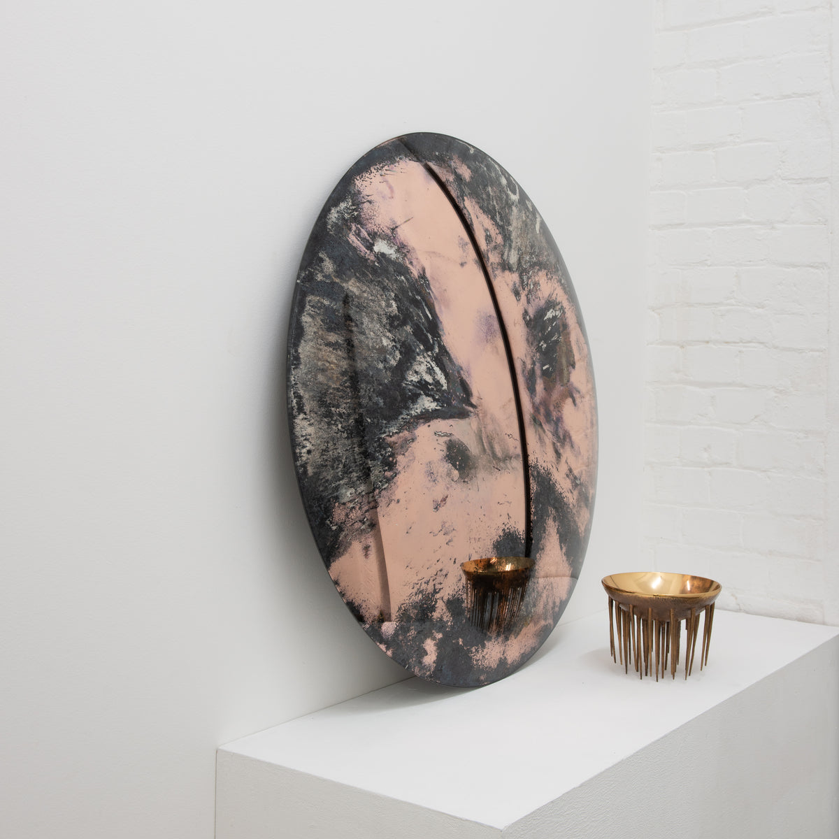 Orbis™ Round Antiqued Rose Gold Tinted Handcrafted Convex Frameless Mirror