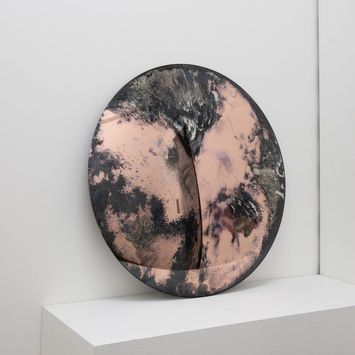Orbis™ Round Antiqued Rose Gold Tinted Handcrafted Convex Frameless Mirror