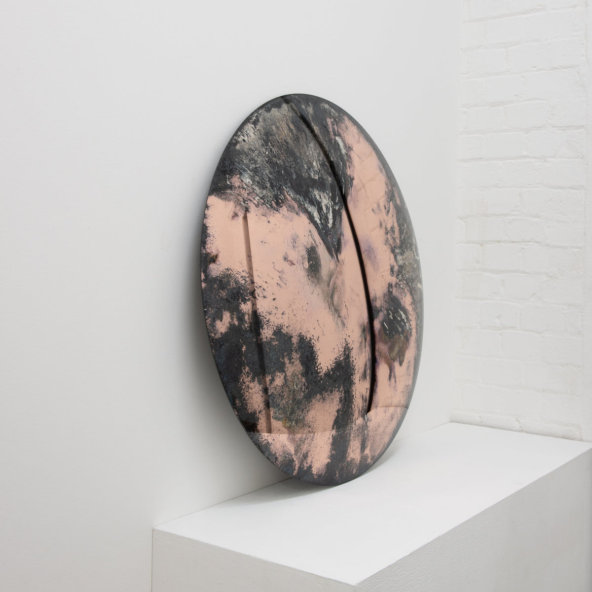 In Stock Orbis Round Antiqued Rose Gold Tinted Convex Frameless Mirror