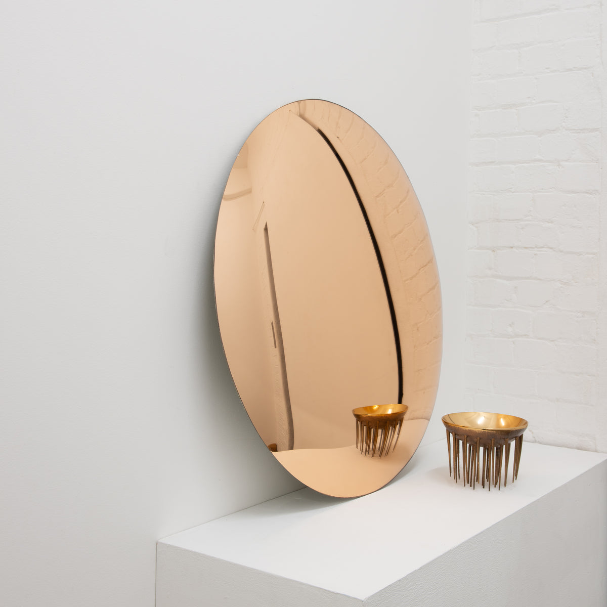 Orbis™ Round Rose Gold Tinted Convex Frameless Mirror