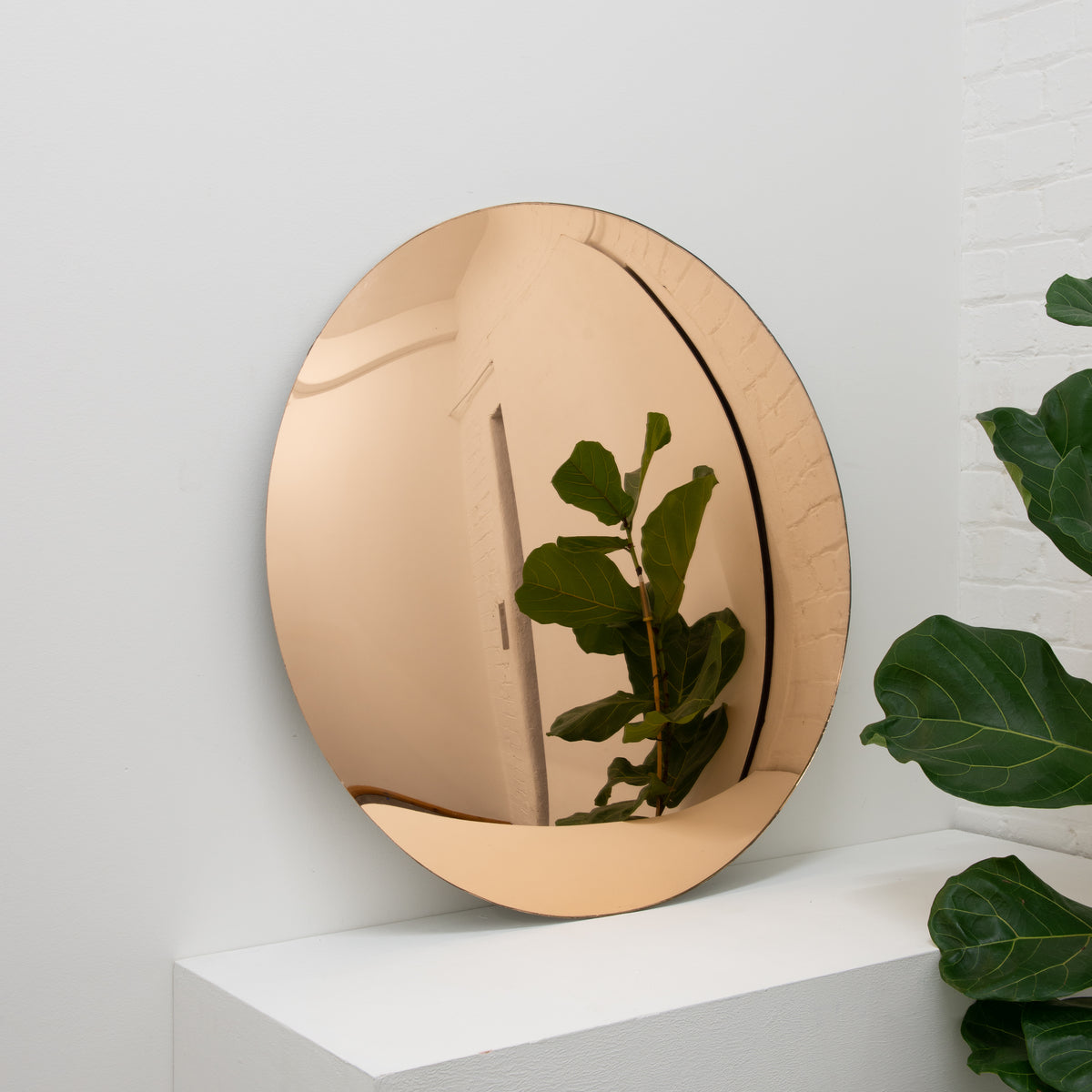 Orbis™ Round Rose Gold Tinted Convex Frameless Mirror