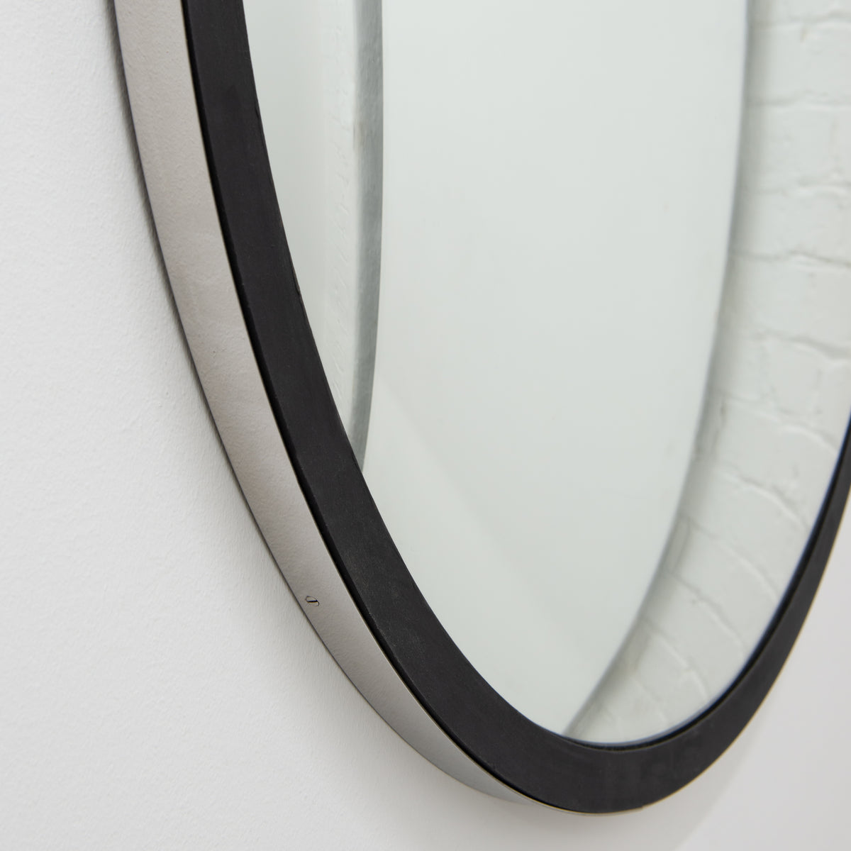 Orbis™ Round Convex Mirror with a Black Timber and a Polished Stainless Steel Frame