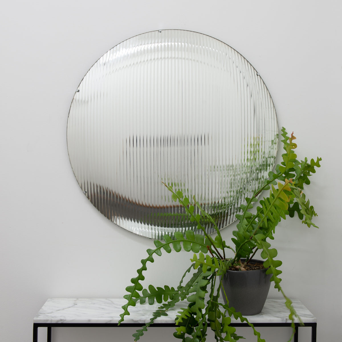 Orbis™ Round Reeded Glass Convex Frameless Mirror with Clips