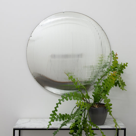 In Stock Orbis Round Reeded Glass Convex Frameless Mirror with Clips