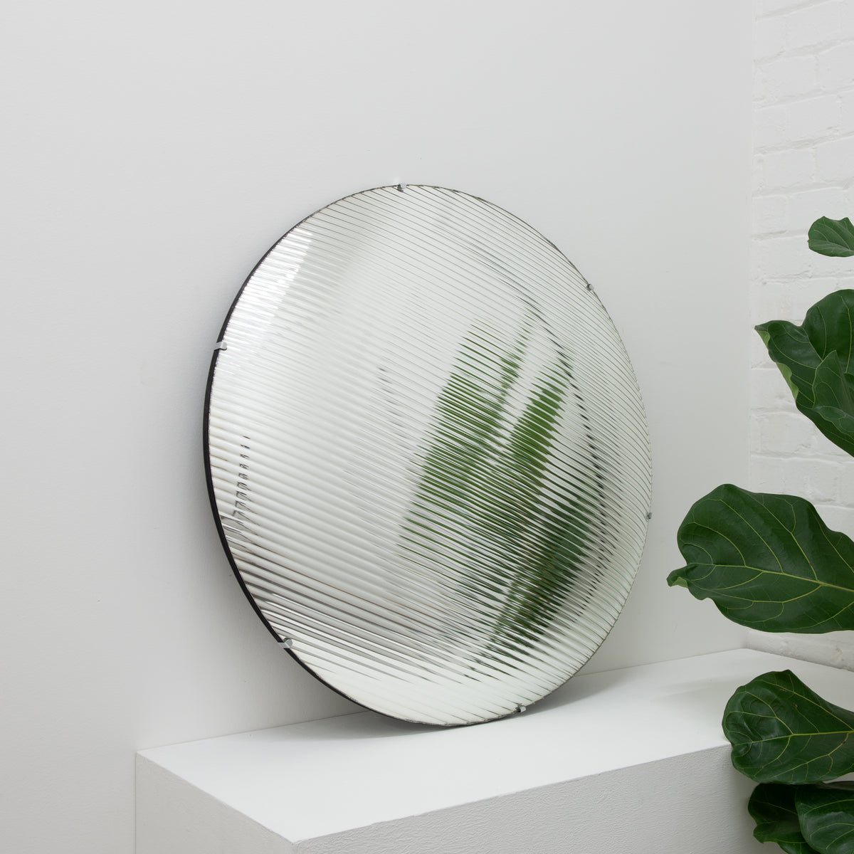 Orbis™ Round Reeded Glass Convex Frameless Mirror with Clips